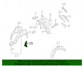 Rear left mudguard on the sill of a Toyota Highlander 2008-2013