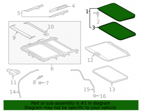 Sunroof assembly Toyota Rav4 19-25 black curtain, dry cleanable, scratches on glass