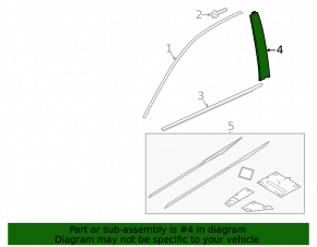 Honda Accord 2023-2026 front right side door trim, worn structure