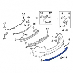 Rear bumper lip Ford Fusion mk5 19-20 for 1 exhaust without chrome tip FPS