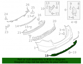Rear bumper lip Ford Fusion mk5 19-20 for 1 exhaust without chrome tip FPS