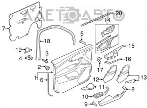 Glass seal inside front left door Audi Q7 16-