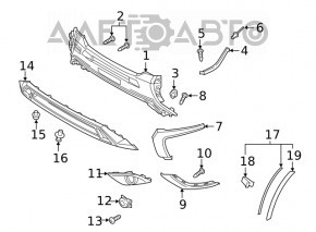 Front bumper molding chrome upper left Mitsubishi Outlander 16-22 rest