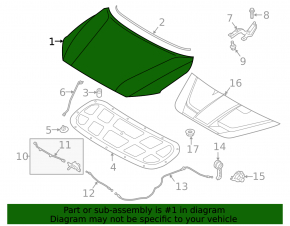The bare hood of the Hyundai Kona 19-23 EV