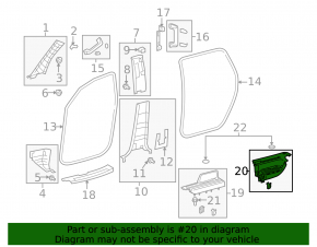Rear right door sill trim for Toyota Sequoia 2008-2016 black
