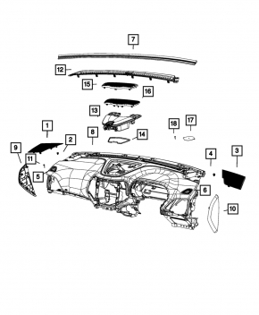 Jeep Cherokee KL 14-23 Front Panel Pocket Black