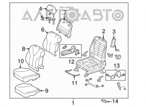 Passenger seat Toyota Camry v40 07-09 airbag, grey leather, dry-cleanable
