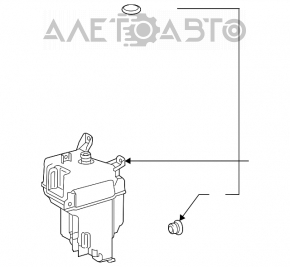 Toyota Highlander 14-19 washer reservoir with neck, without sensor and cover