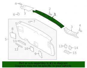 Upper trunk door trim Subaru Outback 20-23 black, broken fastener