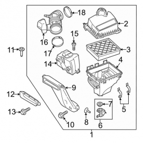 Air filter housing Ford Edge 15-18 3.5 without air duct