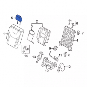 Ford Edge 15-24 rear left headrest, gray leather