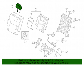 Ford Edge 15-24 rear left headrest, gray leather