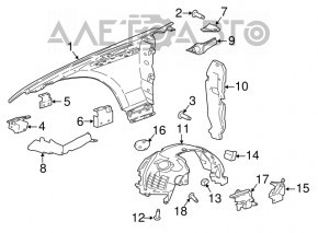 Front right upper wing bracket Jaguar F-Pace X761 17- rear