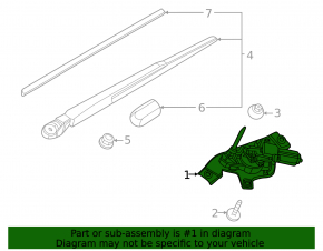 Rear wiper linkage with motor for Nissan Ariya 23-25