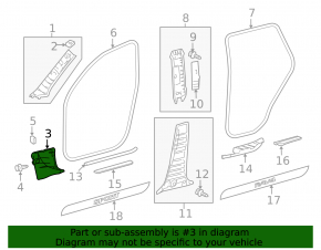 Front pillar trim lower right Toyota Rav4 06-12 black, worn, scratches
