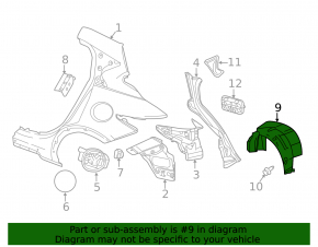 Rear left fender liner Infiniti QX30 17-