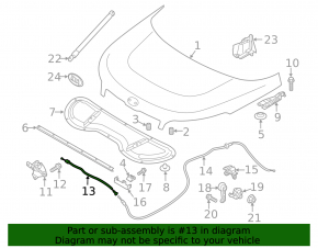 Kia Soul EV 15-19 hood release cable front part