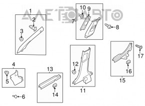 Front pillar trim lower left Kia Optima 11-15 black