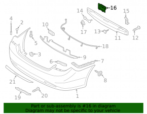 Rear bumper reinforcement fang right Hyundai Sonata 11-13 type 1