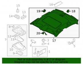 Audi A5 F5 18-25 5D roof lining for panoramic windows, black