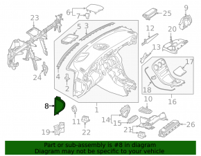Side dashboard trim right Mercedes C-class W205 15-21 black