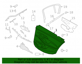 Door trim card rear right BMW 3 G20 19- leather black with blue stitching without curtain, Harman Kardon