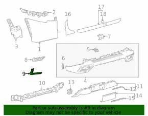 Lower molding for the rear bumper, left, Lexus LX600 22-24 F Sport