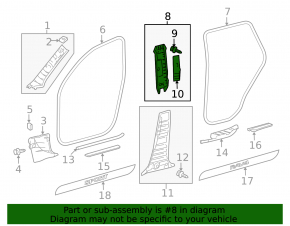 Right upper center pillar trim for Toyota Rav4 2006-2008