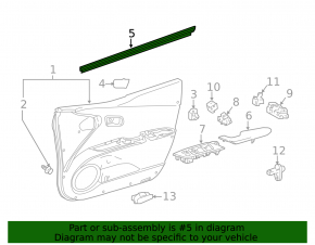 Front left glass seal for Toyota Prius 50 16-18 (inner)