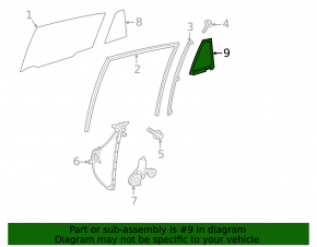 Rear right triangle glass seal for Toyota Rav4 19-24
