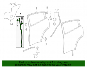 Rear left door seal Honda HR-V 16-22