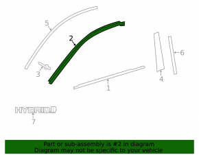 Upper door molding front right Toyota Avalon 13-18 butt