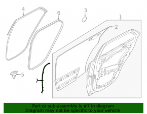 Seal of the side door rear right Kia Niro 23- front