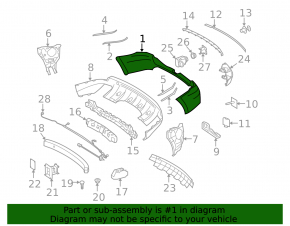 Upper rear bumper for Mercedes W164 ML