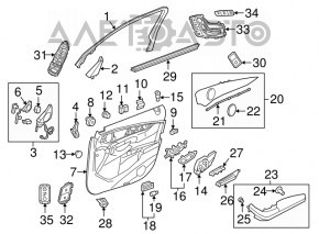Front left window lift control trim Mercedes GLC 16-22 beige