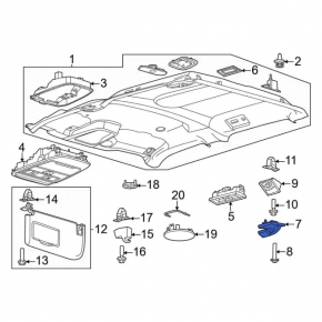 Rear left ceiling hook for Ford Explorer 20-23 gray