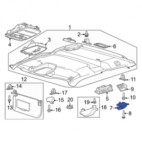Rear left ceiling hook for Ford Explorer 20-23 gray