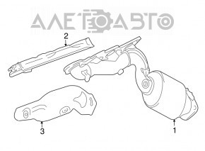 Left exhaust manifold with catalytic converter for Lexus LS460 07-17, rusty, with lambda sensor