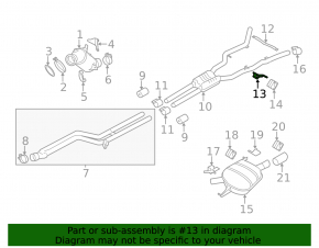 Bracket of the middle part of the muffler right BMW 5 F10 11-16 3.0T, 4.4T