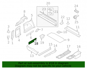 Trunk floor right BMW X5 F15 14-18 black for 3 rows