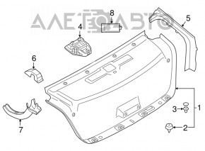 Left BMW 5 G30 17-22 trunk lid gutter trim on the body, the seal has dried out