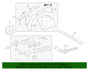 Right wing apron inner panel bracket for Toyota Avalon 19-22