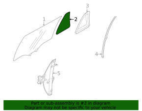 Subaru Outback 15-19 green tint rear right triangle door glass with seal