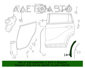 Door arch trim rear right Toyota Highlander 20-inner with seal