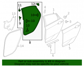 Rear right door seal for Honda Civic XI FE/FL 22-26 4d