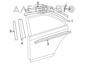 Molding door-glass central rear right Toyota Camry v50 12-14 usa butt