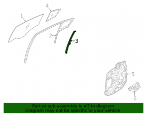 Rear left door glass guide Kia Forte 4d 14-18