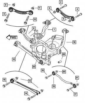 Rear left diagonal control arm Chrysler 300 11- iron