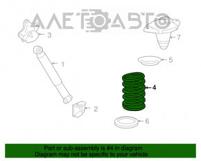 Rear right spring Lexus RX350 RX450H 10-15 AWD, 2 springs