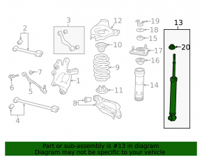 Rear left shock absorber Lexus IS 14-16 with support